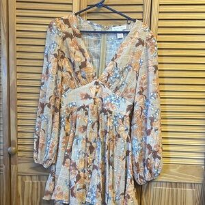 Flying Tomato Floral Blouse in Orange and Brown